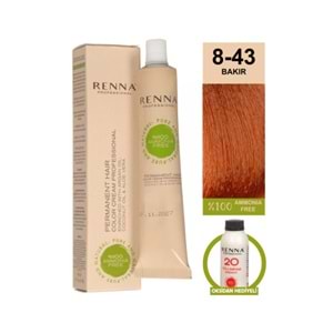 Renna AMONYAKSIZ Bitkisel Yıpranmış Saçlar İçin Saç Boyası 8-43 BAKIR 60ml