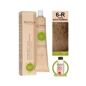 Renna AMONYAKSIZ Bitkisel Yıpranmış Saçlar İçin Saç Boyası 6-R YOĞUN KOYU KUMRAL 60ml