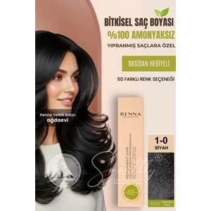 Renna AMONYAKSIZ Bitkisel Yıpranmış Saçlar İçin Saç Boyası 1-0 SİYAH 60ml