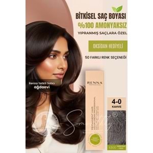 Renna AMONYAKSIZ Bitkisel Yıpranmış Saçlar İçin Saç Boyası 4-0 KAHVE 60ml