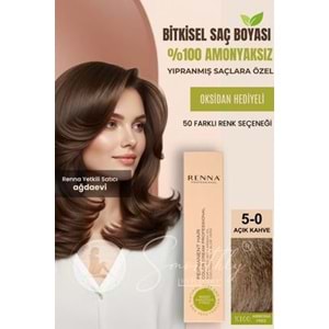 Renna AMONYAKSIZ Bitkisel Yıpranmış Saçlar İçin Saç Boyası 5-0 AÇIK KAHVE 60ml