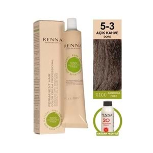Renna AMONYAKSIZ Bitkisel Yıpranmış Saçlar İçin Saç Boyası 5-3 AÇIK KAHVE DORE 60ml