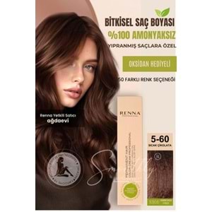 Renna AMONYAKSIZ Bitkisel Yıpranmış Saçlar İçin Saç Boyası 5-60 SICAK ÇİKOLATA 60ml