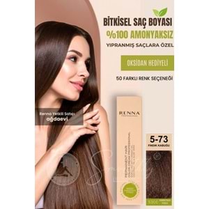 Renna AMONYAKSIZ Bitkisel Yıpranmış Saçlar İçin Saç Boyası 5-73 FINDIK KABUĞU 60ml
