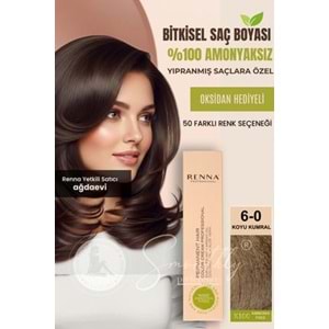 Renna AMONYAKSIZ Bitkisel Yıpranmış Saçlar İçin Saç Boyası 6-0 KOYU KUMRAL 60ml