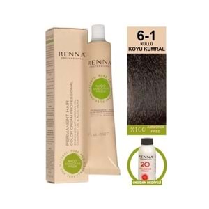 Renna AMONYAKSIZ Bitkisel Yıpranmış Saçlar İçin Saç Boyası 6-1 KÜLLÜ KOYU KUMRAL 60ml