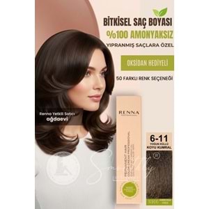 Renna AMONYAKSIZ Bitkisel Yıpranmış Saçlar İçin Saç Boyası 6-11 YOĞUN KOYU KÜLLÜ KUMRAL 60ml