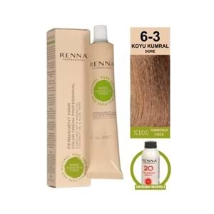 Renna AMONYAKSIZ Bitkisel Yıpranmış Saçlar İçin Saç Boyası 6-3 KOYU KUMRAL 60ml