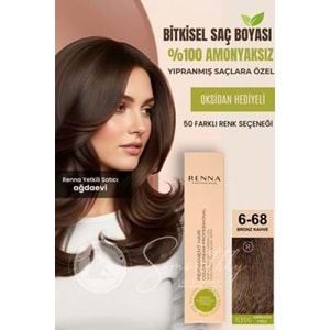 Renna AMONYAKSIZ Bitkisel Yıpranmış Saçlar İçin Saç Boyası 6-68 BRONZ KAHVE 60ml