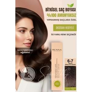 Renna AMONYAKSIZ Bitkisel Yıpranmış Saçlar İçin Saç Boyası 6-7 KOYU ÇİKOLATA KAHVE 60ml