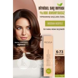 Renna AMONYAKSIZ Bitkisel Yıpranmış Saçlar İçin Saç Boyası 6-73 KOYU KARAMEL 60ml
