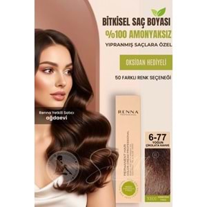Renna AMONYAKSIZ Bitkisel Yıpranmış Saçlar İçin Saç Boyası 6-77 YOĞUN ÇİKOLATA KAHVE 60ml