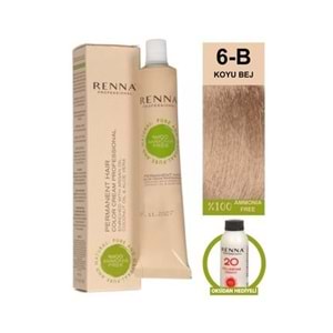 Renna AMONYAKSIZ Bitkisel Yıpranmış Saçlar İçin Saç Boyası 6-B KOYU BEJ 60ml