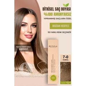 Renna AMONYAKSIZ Bitkisel Yıpranmış Saçlar İçin Saç Boyası 7-0 KUMRAL 60ml