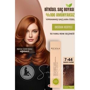 Renna AMONYAKSIZ Bitkisel Yıpranmış Saçlar İçin Saç Boyası 7-44 BAKIR CAZİBE 60ml