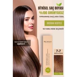 Renna AMONYAKSIZ Bitkisel Yıpranmış Saçlar İçin Saç Boyası 7-7 ÇİKOLATA KAHVE 60ml