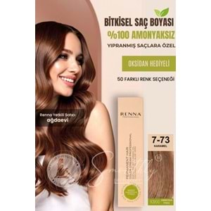 Renna AMONYAKSIZ Bitkisel Yıpranmış Saçlar İçin Saç Boyası 7-73 KARAMEL 60ml