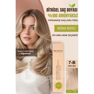 Renna AMONYAKSIZ Bitkisel Yıpranmış Saçlar İçin Saç Boyası 7-B ORTA BEJ 60ml