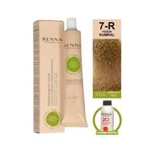 Renna AMONYAKSIZ Bitkisel Yıpranmış Saçlar İçin Saç Boyası 7-R YOĞUN KUMRAL 60ml
