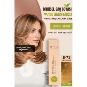 Renna AMONYAKSIZ Bitkisel Yıpranmış Saçlar İçin Saç Boyası 8-73 AÇIK KARAMEL 60ml