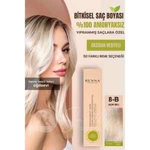 Renna AMONYAKSIZ Bitkisel Yıpranmış Saçlar İçin Saç Boyası 8-B AÇIK BEJ 60ml
