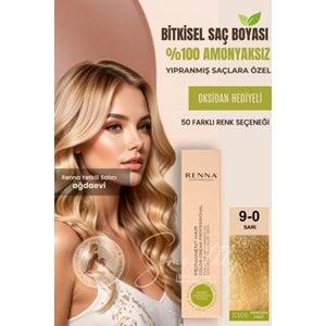 Renna AMONYAKSIZ Bitkisel Yıpranmış Saçlar İçin Saç Boyası 9-0 SARI 60ml