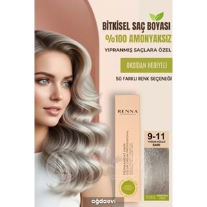 Renna AMONYAKSIZ Bitkisel Yıpranmış Saçlar İçin Saç Boyası 9-11 YOĞUN KÜLLÜ SARI 60ml