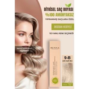 Renna AMONYAKSIZ Bitkisel Yıpranmış Saçlar İçin Saç Boyası 9-B ÇOK AÇIK BEJ 60ml