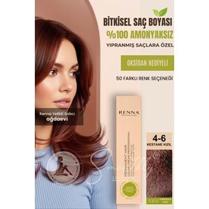 Renna AMONYAKSIZ Bitkisel Yıpranmış Saçlar İçin Saç Boyası 4-6 Kestane Kızıl 60ml