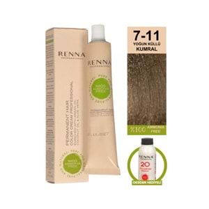 Renna AMONYAKSIZ Bitkisel Yıpranmış Saçlar İçin Saç Boyası 7-11 Yoğun Küllü Kumral 60ml