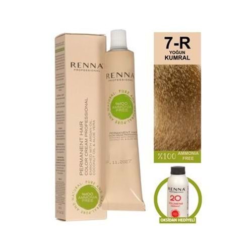 Renna AMONYAKSIZ Bitkisel Yıpranmış Saçlar İçin Saç Boyası 7-R YOĞUN KUMRAL 60ml
