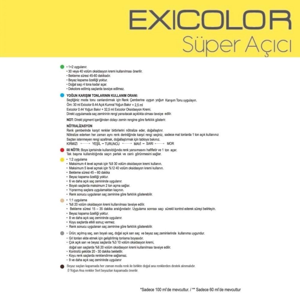 Exicolor 12.00 YOĞUN DOĞAL SÜPER AÇICI