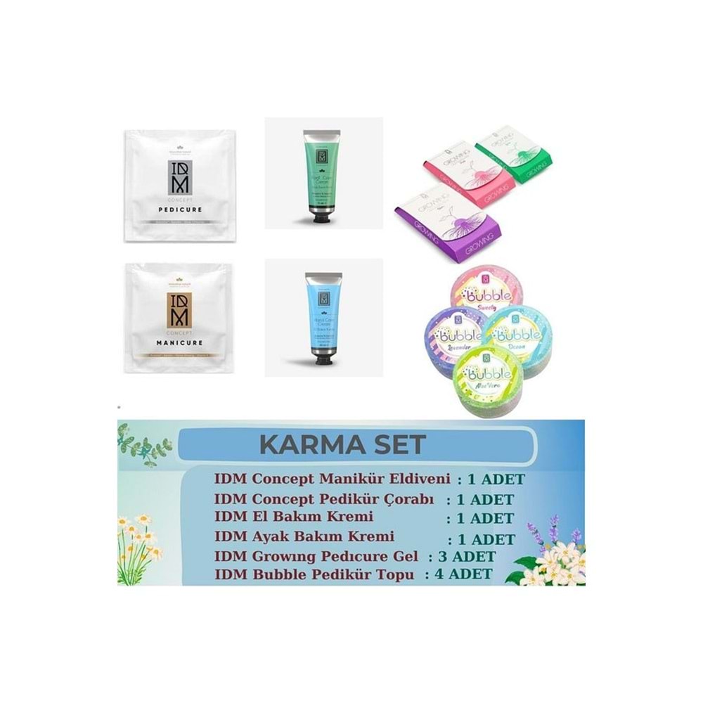 KARMA SET (man. Eld.1+ped.çor.1+el krem1+ayak krem1+pedicure gel3+ped. Topu4)
