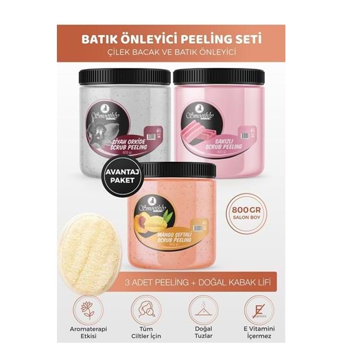 Peeling Avantaj Seti 800gr X 3 Adet Batık Için Peeling Uygulama Için Doğal Kabak Lifi