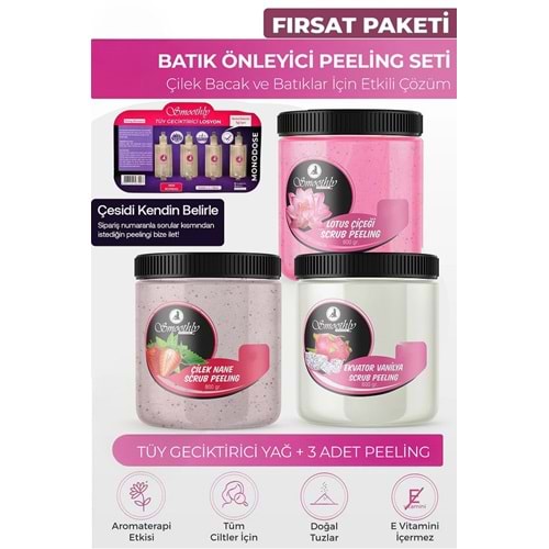 Peeling Fırsat Seti 800gr X 3 Adet Batık Için Peeling + Tüy Karınca Yumurtası Yağı