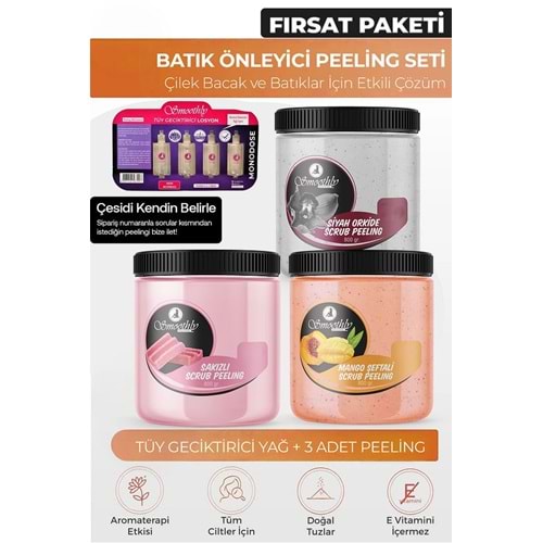 Peeling Fırsat Seti 800gr X 3 Adet Batık Için Peeling + Tüy Karınca Yumurtası Yağ