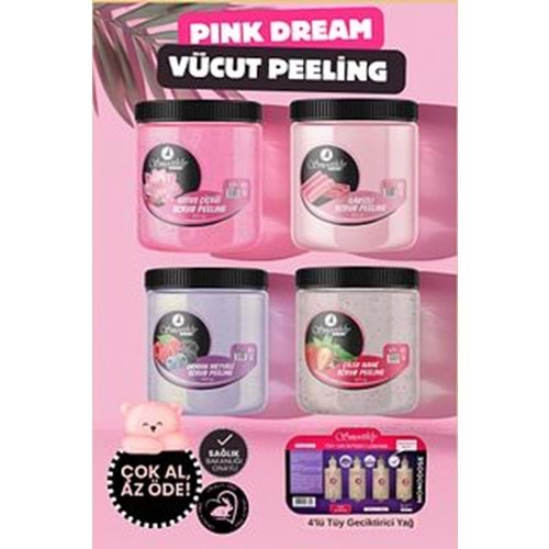 Pink Vücut Peelingi Batık & Çilek Bacak Onarıcı 4 X 800g + 4lü Karınca Yumurtası Yağ